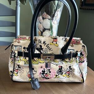 Disney Cream and Black Kissing Smack comic  Mickey Mouse Satchel